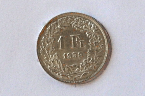 Swiss 1 Fr. silver coin minted 1939